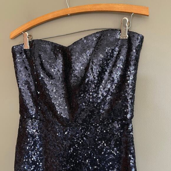 Saloni Aurelie Jumpsuit Blue Sequin Strapless Wide Leg Size 2 Sexy Chic Dressy - Picture 10 of 16